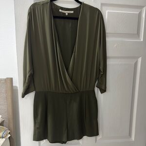 Olive Green V-Neck Romper